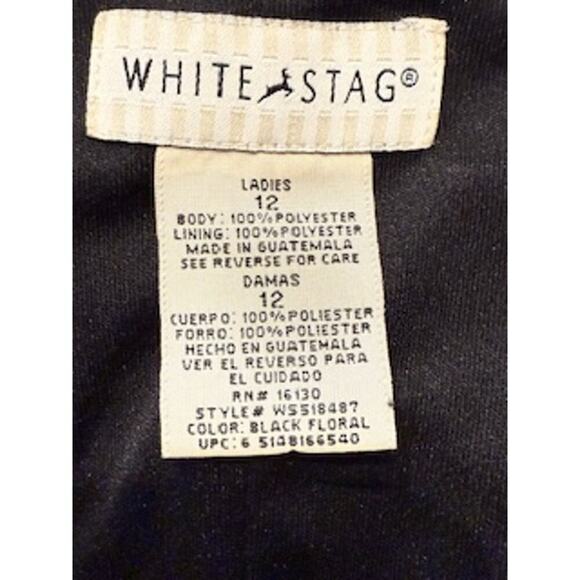 White Stag Black Floral Short Sleeve Textured Midi Dress Size 12 Y2K Women's - Picture 3 of 9